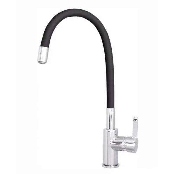 Кухонный смеситель Rubineta Flexy 33 BK черный гибкий гусак латунь с аэратором Neoperl