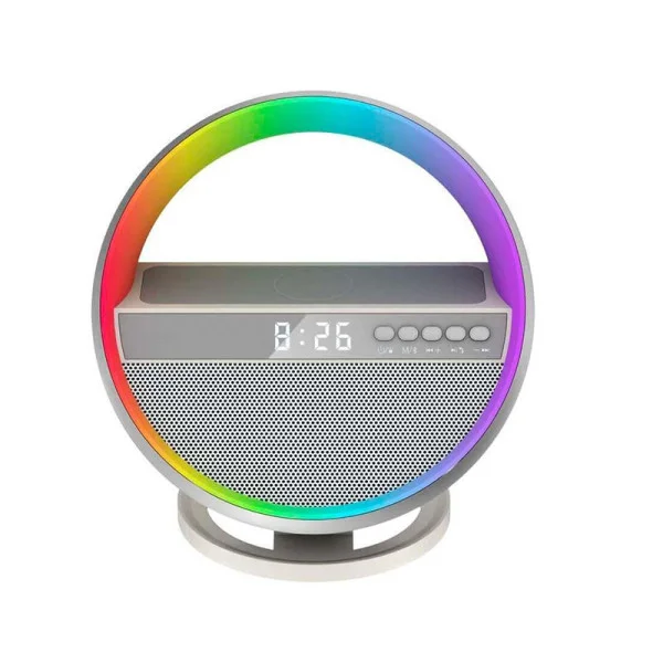 Колонка G5 с будильником, RGB-светом и беспроводной зарядкой / Многофункциональная зарядка G5 с RGB-подсветкой