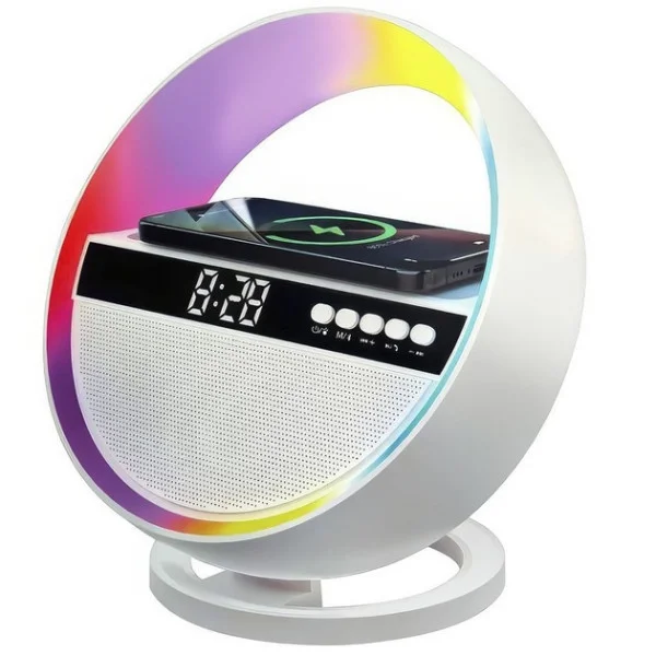 Колонка G5 с будильником, RGB-светом и беспроводной зарядкой / Многофункциональная зарядка G5 с RGB-подсветкой
