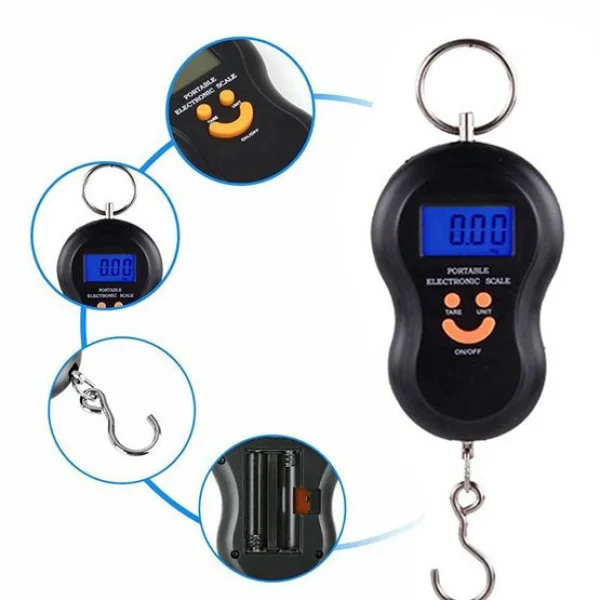 Цифровые кантерные весы ACS-601 до 50 кг с подсветкой и функцией тары, черные